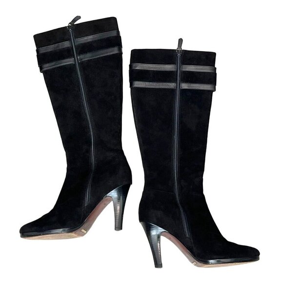 Cole Haan Black High Heel Knee-High Nicole Air Boots Buckle Detail Size 8.5 - Picture 5 of 13